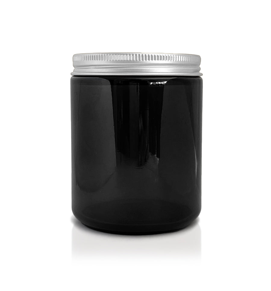 Black Pharmacist Glass Jar with Silver Lid 200ml - New Zealand Candle Supplies