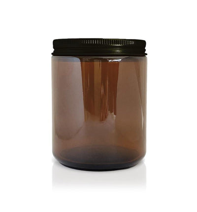 Amber Pharmacist Glass Jar with Black Lid 200ml - New Zealand Candle Supplies