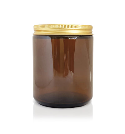 Amber Pharmacist Glass Jar with Gold Lid 200ml - New Zealand Candle Supplies