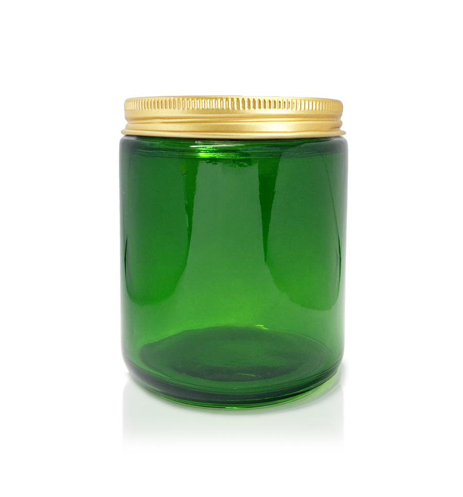 Green Pharmacist Glass Jar with Gold Lid 200ml
