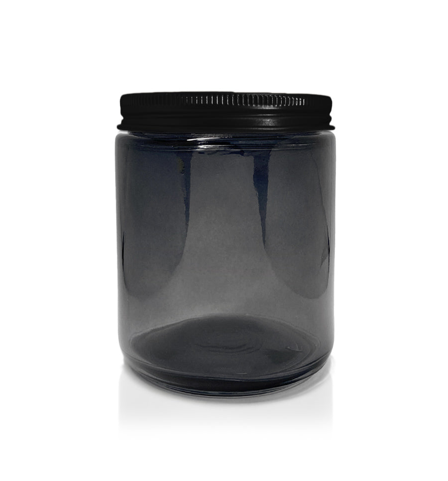 Smoke Grey Pharmacist Glass Jar with Black Lid 200ml
