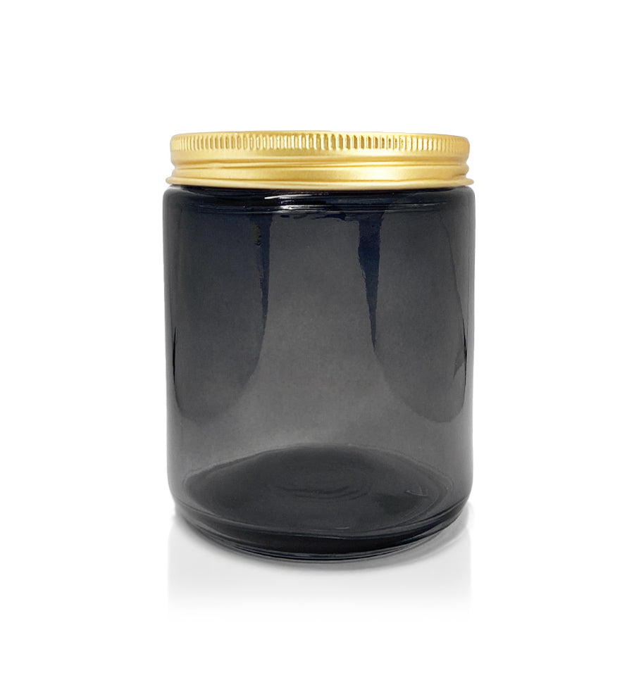 Smoke Grey Pharmacist Glass Jar with Gold Lid 200ml