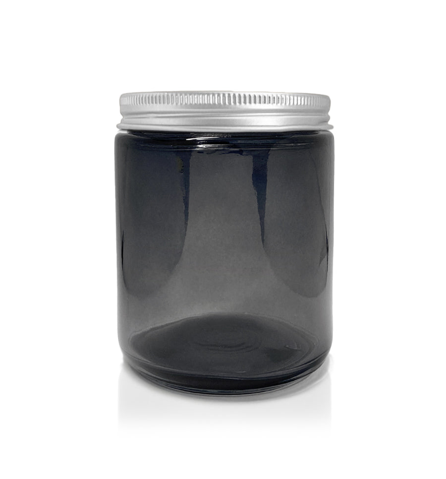 Smoke Grey Pharmacist Glass Jar with Silver Lid 200ml