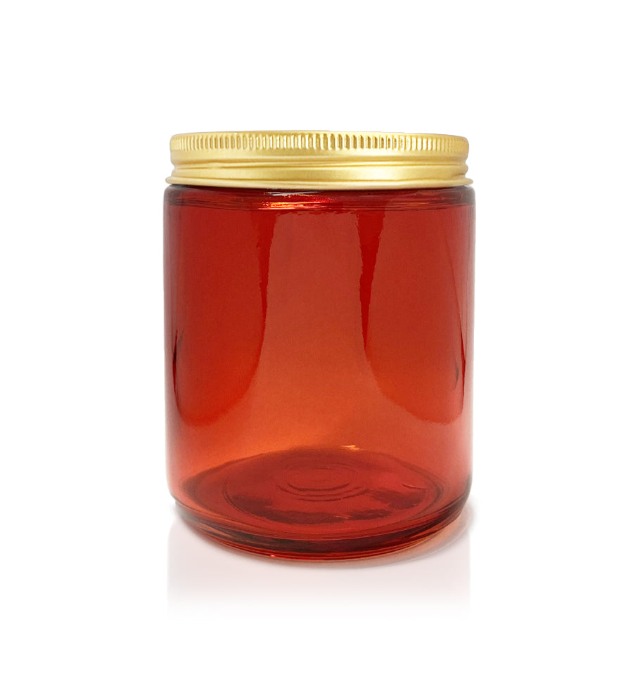 Smoke Red Pharmacist Glass Jar with Gold Lid 200ml