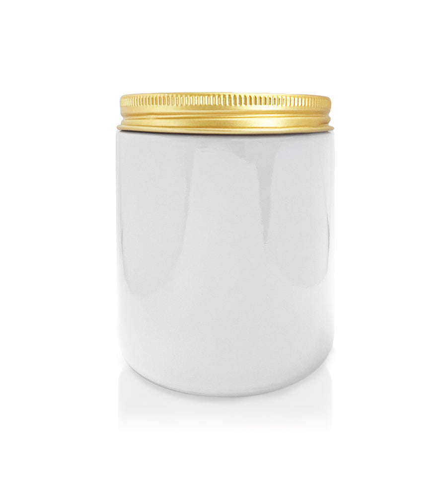 White Pharmacist Glass Jar with Gold Lid 200ml