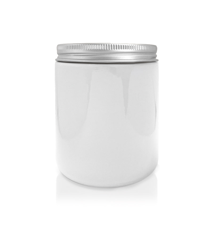 White Pharmacist Glass Jar with Silver Lid 200ml