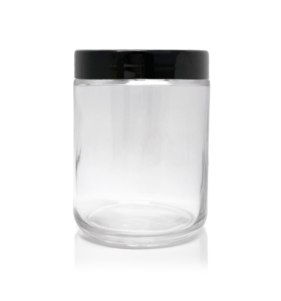 Pharmacist Glass Jar with Black Plastic Lid 200ml