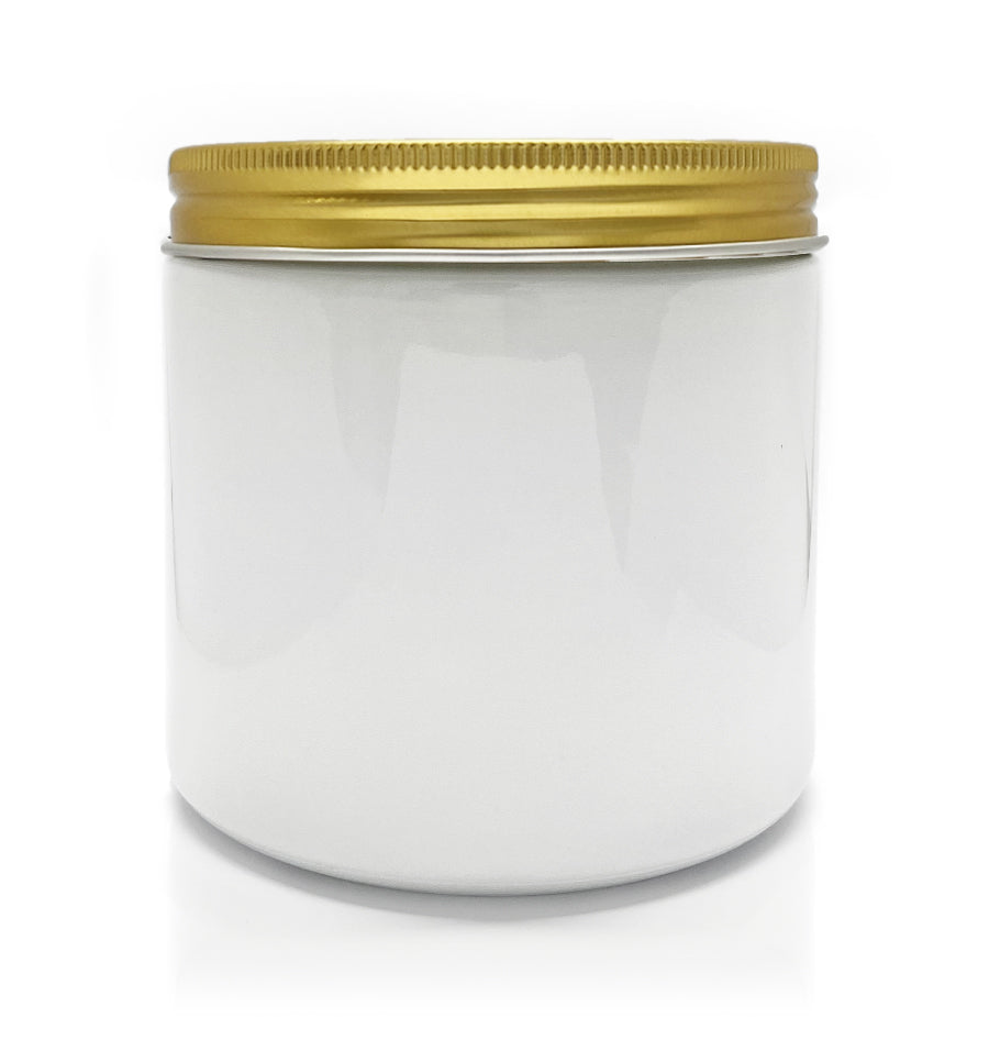 White Pharmacist Glass Jar with Gold Lid 400ml