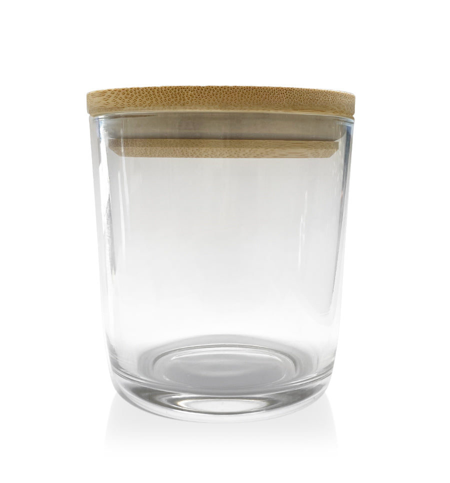 Round Bottom Tumbler - Clear Jar with Wooden Lid 280ml