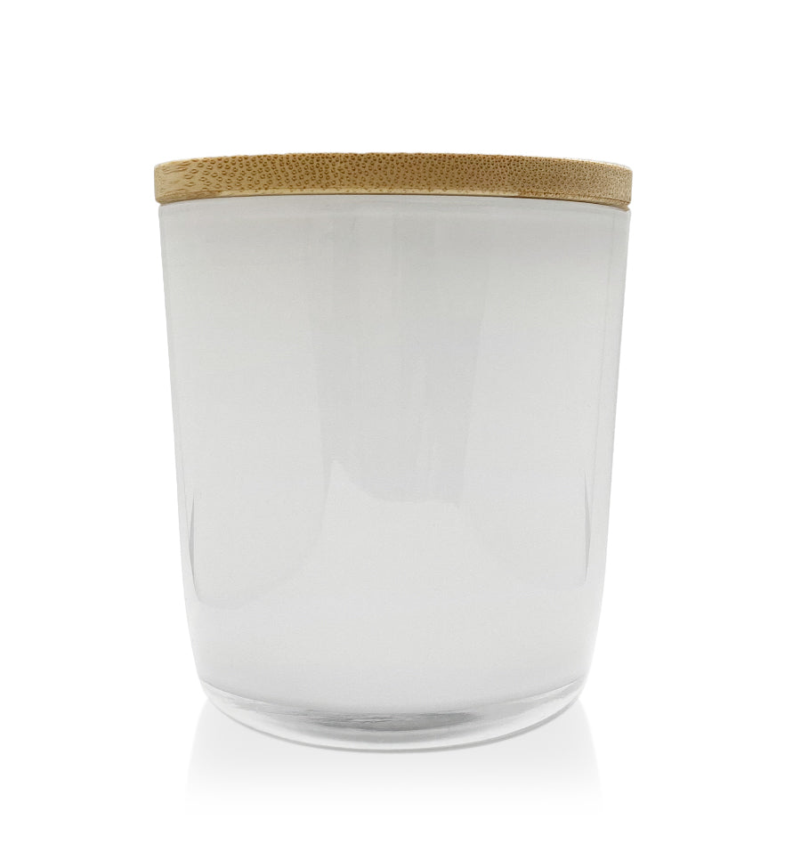 Round Bottom Tumbler - White Jar with Wooden Lid 280ml