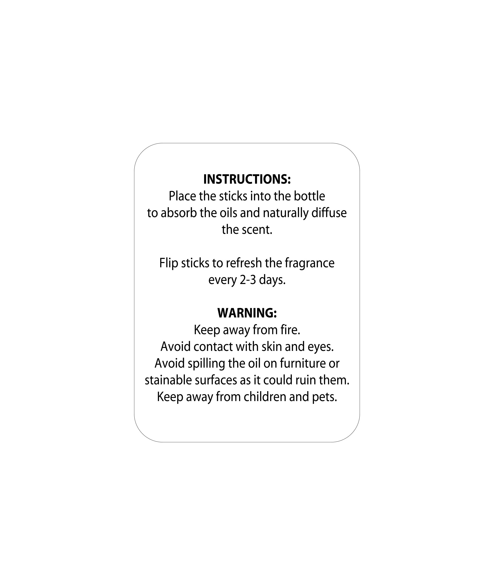 Diffuser Warning Label 4 x 5.3cm - NZ Candle Supplies