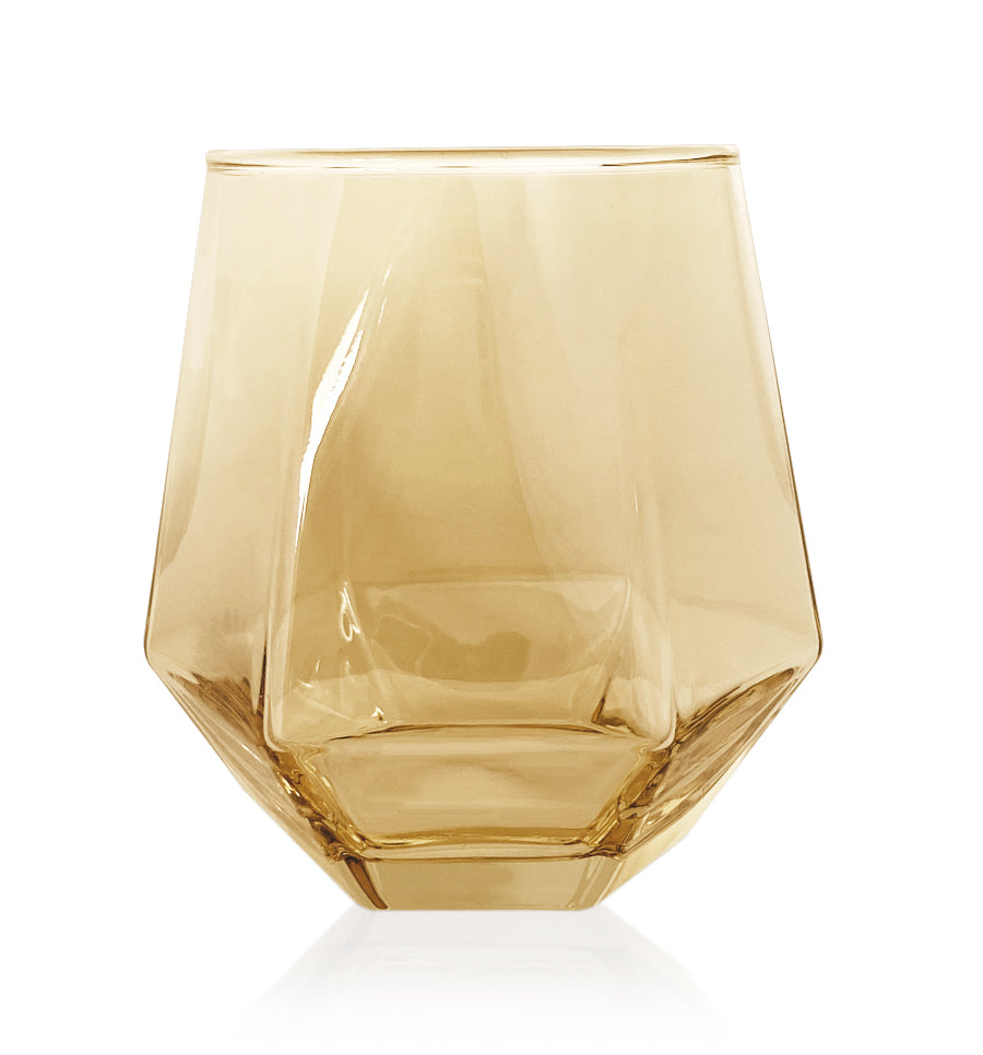 Taper Hexagon Glass Candle Jar 310ml - Soft Gold