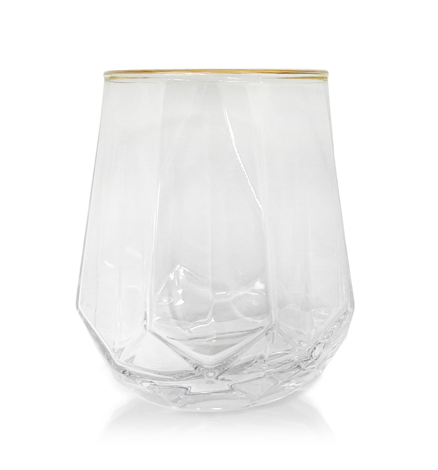 Taper Octagon Glass Candle Jar 310ml - Gold Rim