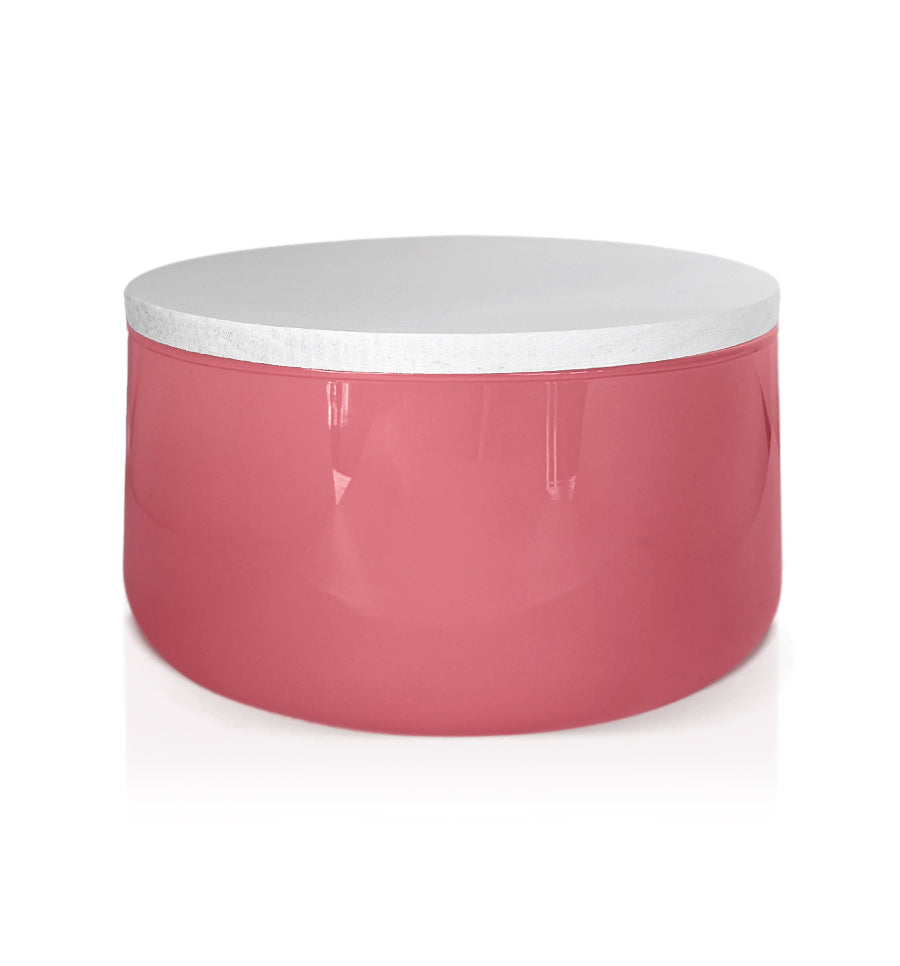 Pink Glass Candle Bowl with White Wooden Lid 350ml