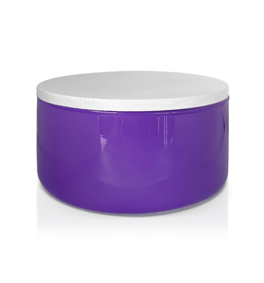 Purple Glass Candle Bowl with White Wooden Lid 350ml