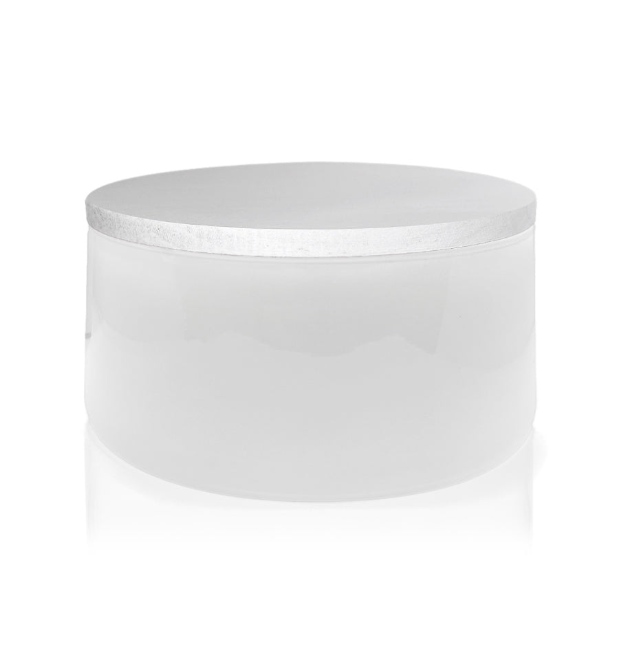 White Glass Candle Bowl with White Wooden Lid 350ml