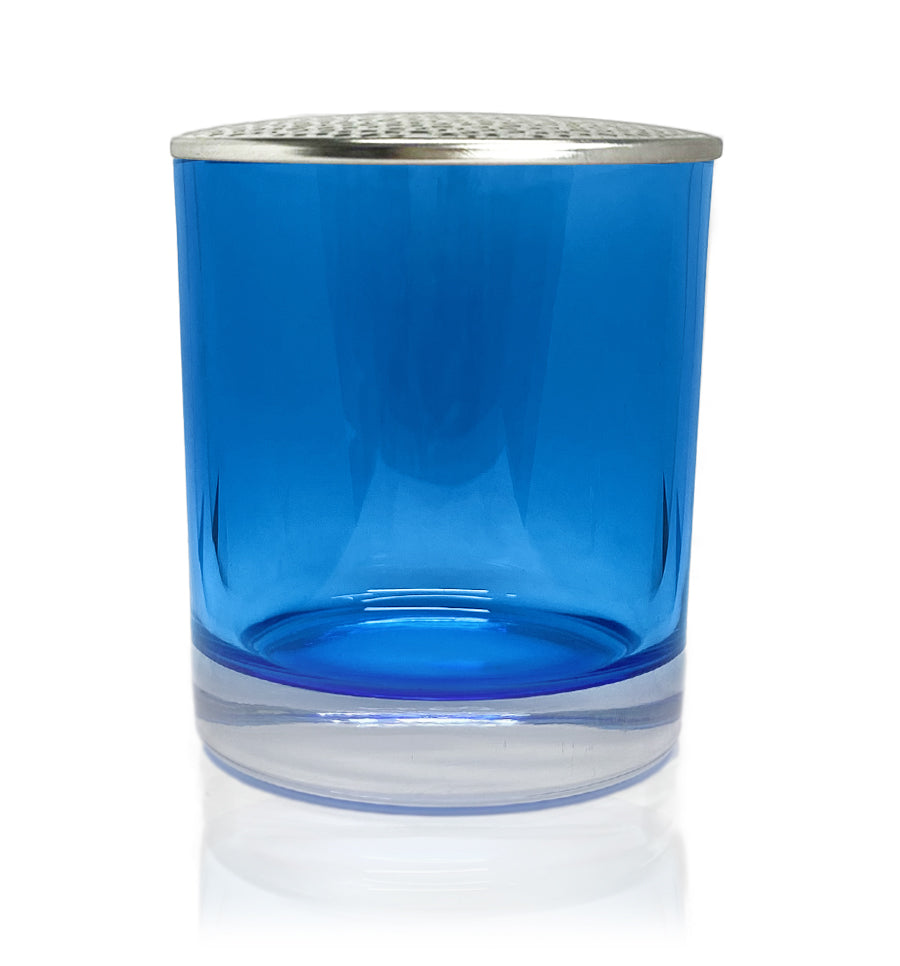 Blue Bevel Edge with Thick Base Candle Jar - 300mls - New Zealand Candle Supplies