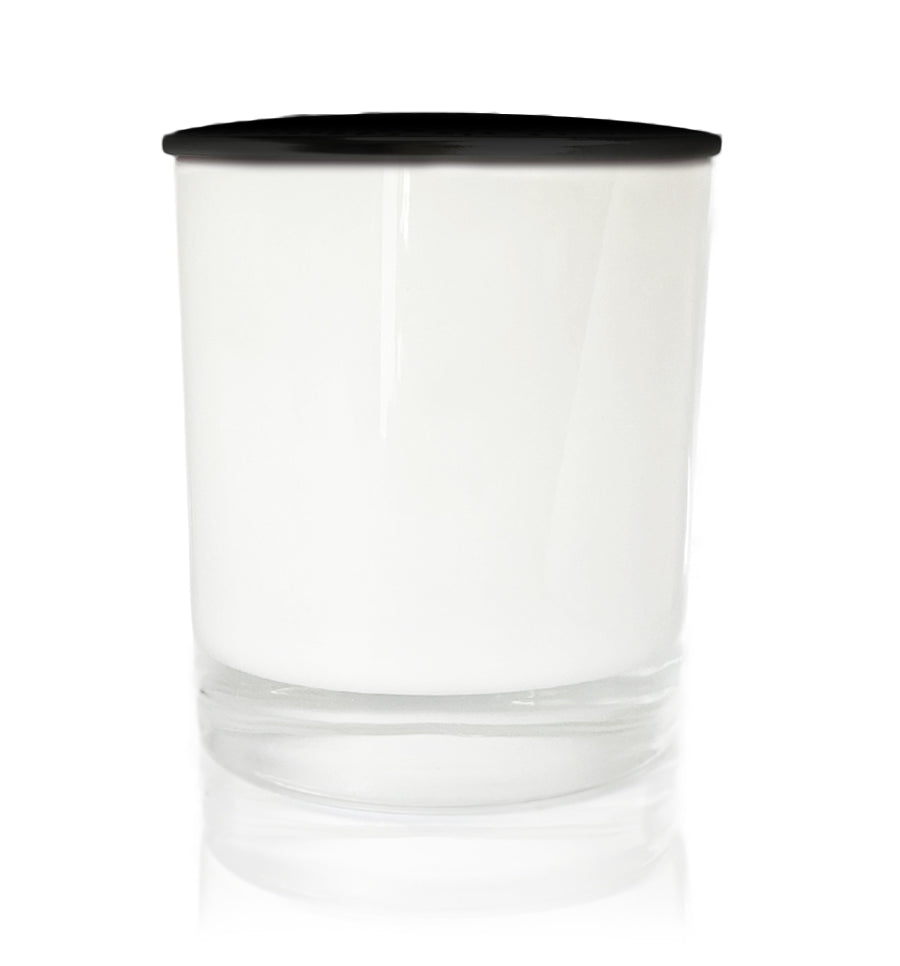 White Bevel Edge with Thick Base Candle Jar - 300mls
