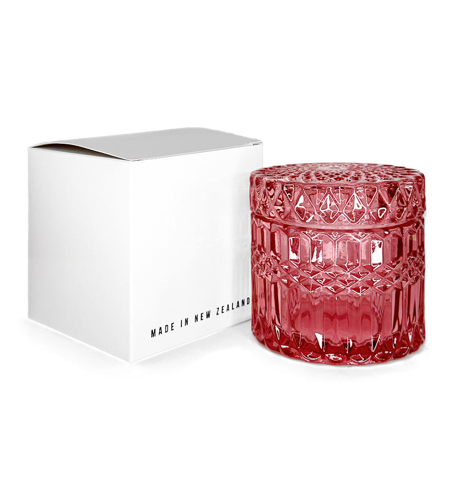 Darcy Vintage Cut Glass Candle Jar with Lid - 200mls - Pink