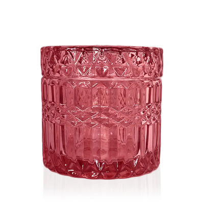 Darcy Vintage Cut Glass Candle Jar with Lid - 200mls - Pink