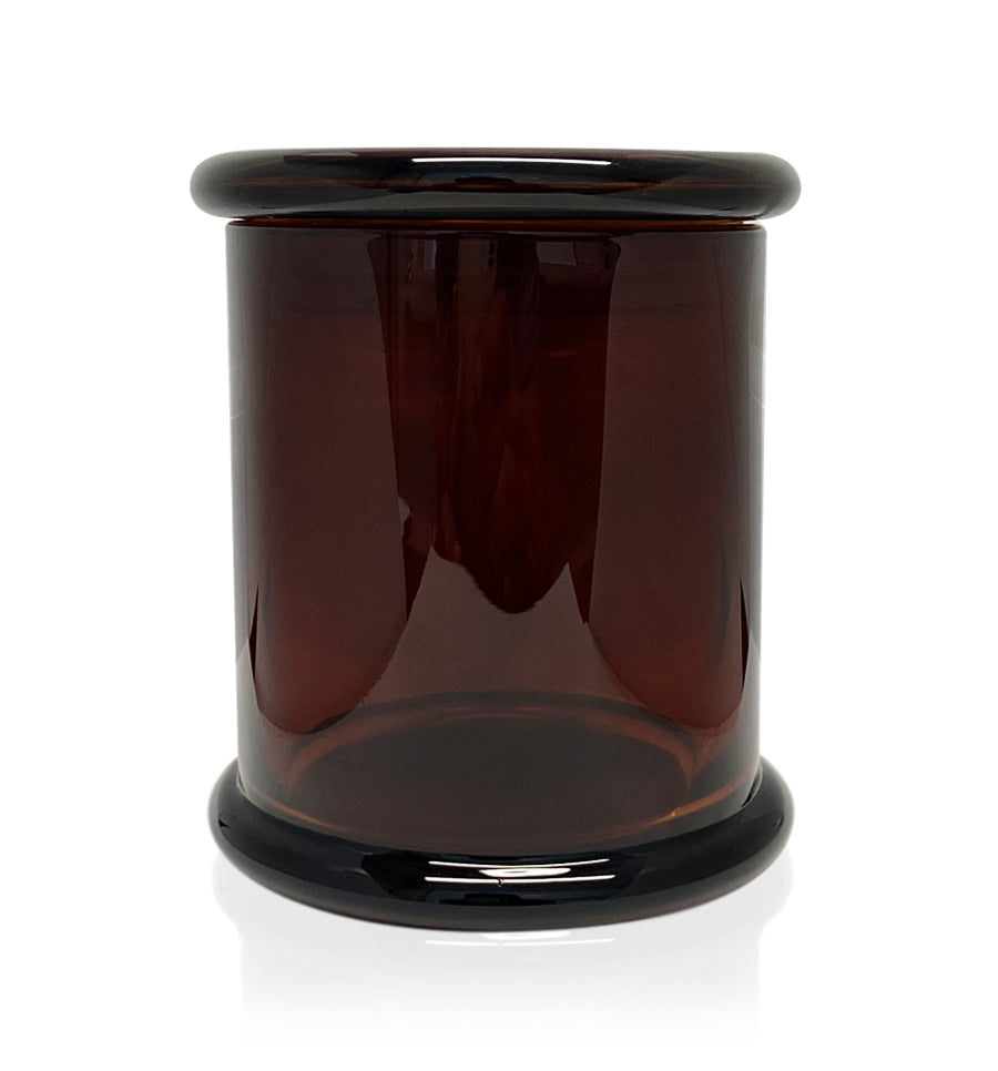 Metro - Dark Amber Glass Candle Jar with Lid 280-300ml - New Zealand Candle Supplies