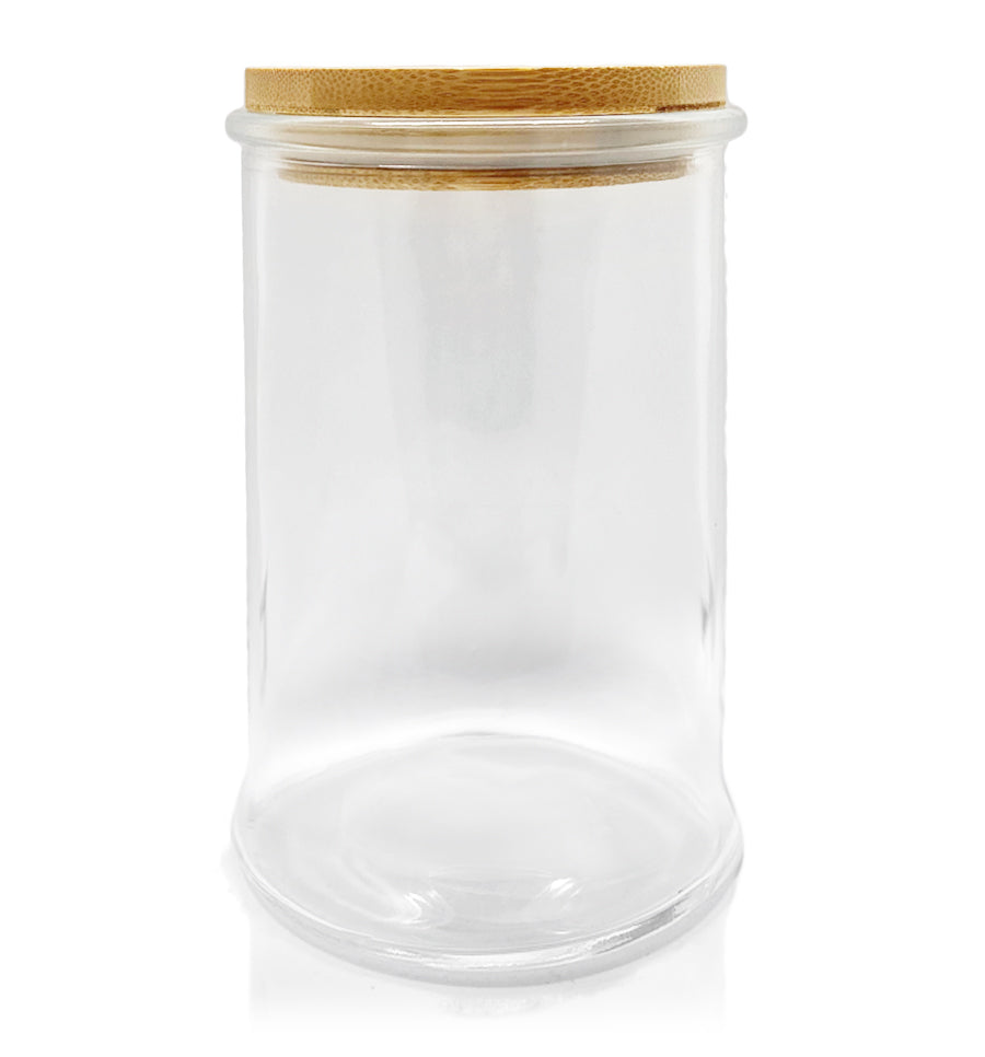 A Large Clear Candle Jar With A Wooden Lid - NZ Candle Supplies