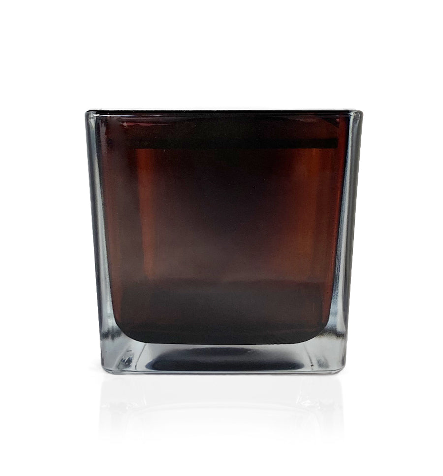Amber Square Glass Candle Jar 250ml