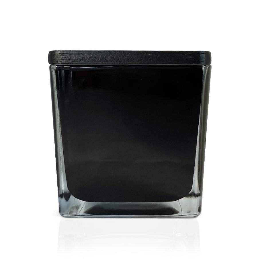 Seconds - Black Square Glass Candle Jar with Black Wooden Lid 250ml