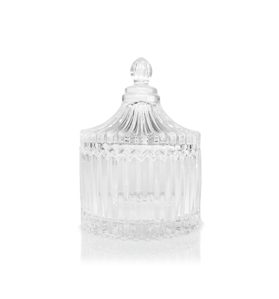 Baby Fluted Vintage Cut Glass Candle Jar with Lid 70mls