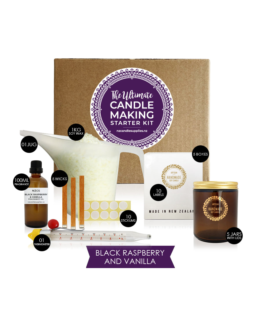 The Ultimate Candle Making Starter Kit - Black Raspberry & Vanilla - Wooden Wicks