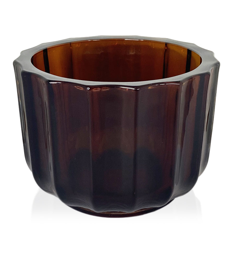 Fluted Thick Wall Glass Candle Jar - Amber 350mls