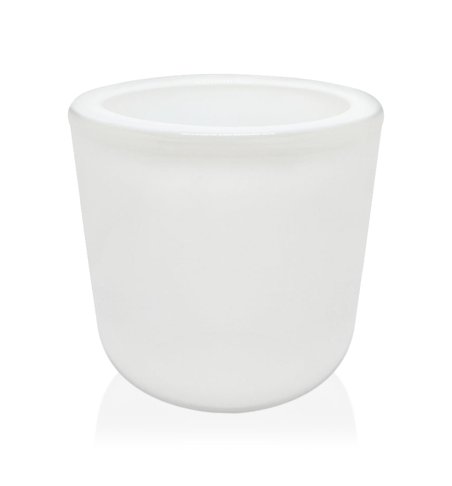 Thick Wall Glass Candle Jar - White with Wooden Lid 300mls