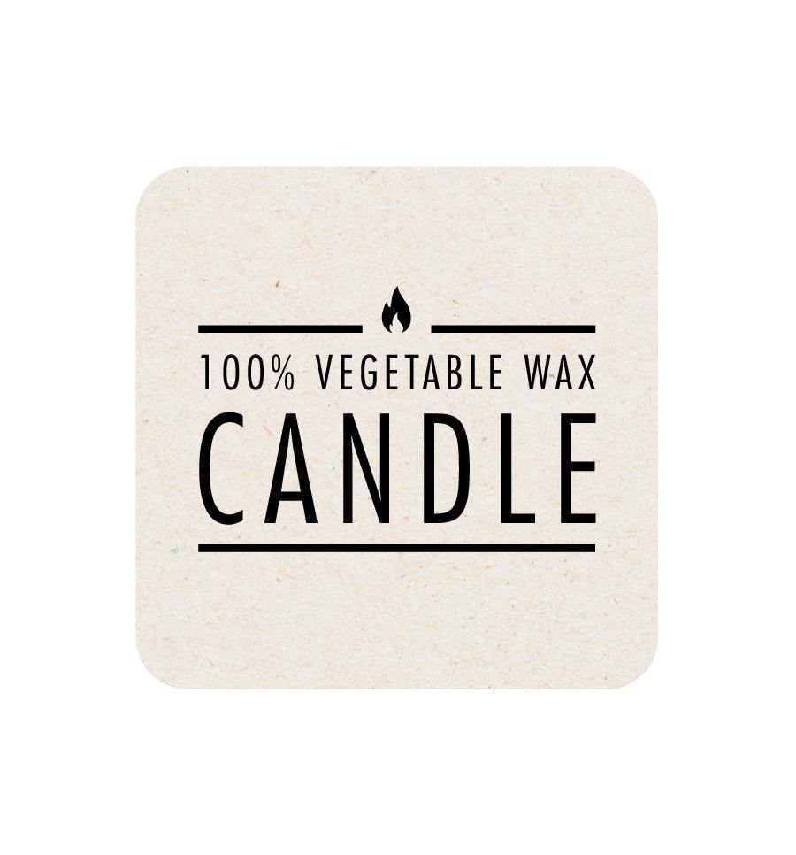 100% Vegetable Wax Candle Label - Natural Background 